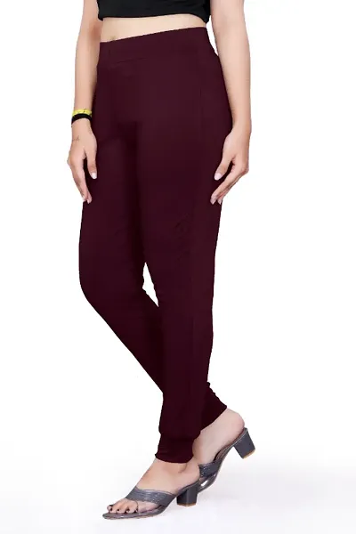 ZEEL'S Colored Jeggings ankle Length Stretchable Striped Jeggings with LOOSER for Girls Women(Maroon)