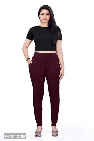 Ankle Length Stretchable Jeggings for Girls Women(Maroon)-thumb5