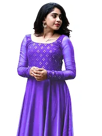 Hotixo Designer Heavy Georgette Silk Embroidered Work Gown for Women Gown Dress (L, Lavender)-thumb2