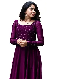 Hotixo Georgette Silk Gown Embroidered Work Dress for Women Gown Dresses (3XL, Purple)-thumb2