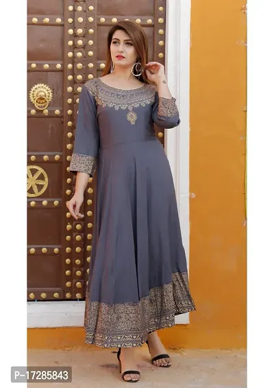 Grey Rayon Kurta For Women-thumb0