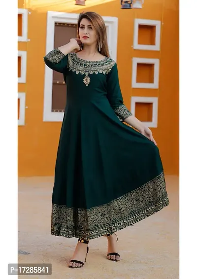 Green Rayon Kurta For Women-thumb0