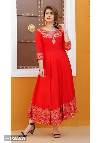 Red Rayon Kurta For Women-thumb0