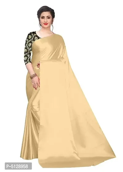 New Trendy Satin Solid Saree with Brocade Blouse piecea