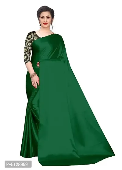 New Trendy Satin Solid Saree with Brocade Blouse piecea-thumb0