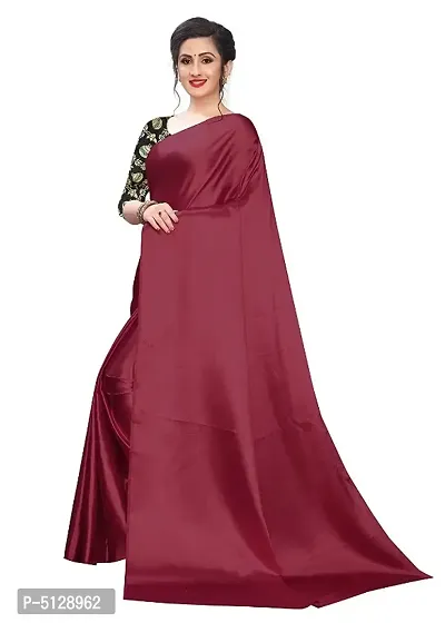 New Trendy Satin Solid Saree with Brocade Blouse piecea-thumb2