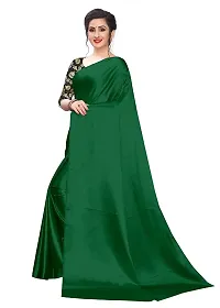 New Trendy Satin Solid Saree with Brocade Blouse piecea-thumb1