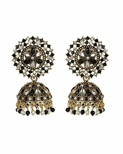 Golden Grace Fashion Jewellery Indian Bollywood Traditional Floral Designer Bridal Jewellery Jhumki Earrings in Antique Gold Tone for Women