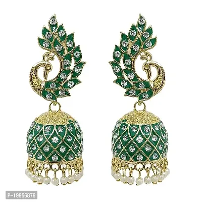 Multicolor Meenakari Peacock Design Jhumka Earrings | Jhumki Earrings | Ethnic Earrings-thumb0