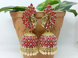 Multicolor Meenakari Peacock Design Jhumka Earrings | Jhumki Earrings | Ethnic Earrings-thumb2