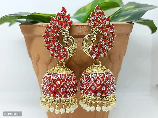 Multicolor Meenakari Peacock Design Jhumka Earrings | Jhumki Earrings | Ethnic Earrings-thumb3