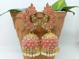 Multicolor Meenakari Peacock Design Jhumka Earrings | Jhumki Earrings | Ethnic Earrings-thumb2