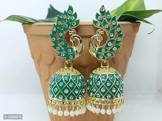 Multicolor Meenakari Peacock Design Jhumka Earrings | Jhumki Earrings | Ethnic Earrings-thumb4