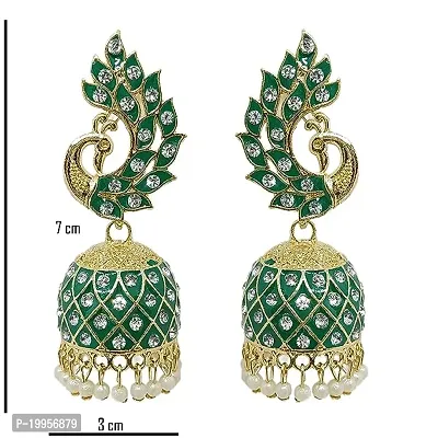 Multicolor Meenakari Peacock Design Jhumka Earrings | Jhumki Earrings | Ethnic Earrings-thumb2