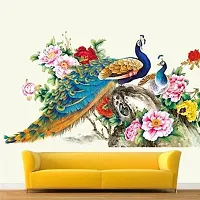 Ghar Kraft Set of 2 Wall Sticker Black with Golden Leaf Floor and Royal Peacock Wall Sticker-thumb2