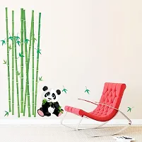 Ghar Kraft Set of 4 Combo Wall Stickers |Panda with Bamboo Sticks|Owl Family of 3|Mom and Kid Elephant|Branches with Flowers and Birds Cages-thumb1