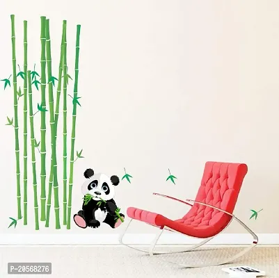 Ghar Kraft Set of 4 Combo Wall Stickers |Panda with Bamboo Sticks|Owl Family of 3|Mom and Kid Elephant|Branches with Flowers and Birds Cages-thumb2