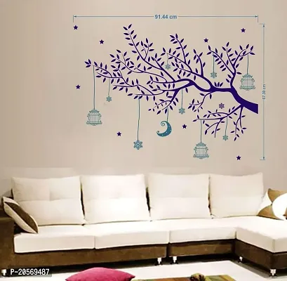 Ghar Kraft Set of 4 Combo Wall Stickers|Blue Tree Moon|Sherawali Maa|Ekdant|Radhamadhav Jhula-thumb2