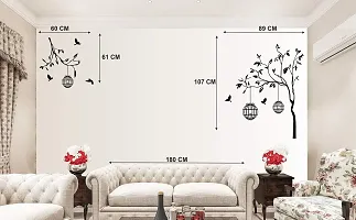 Ghar Kraft Set of 4 Combo Wall Stickers|Branches and Cages|Free Bird case Black|Kids Under Tree|Lovebirds  Hearts-thumb2