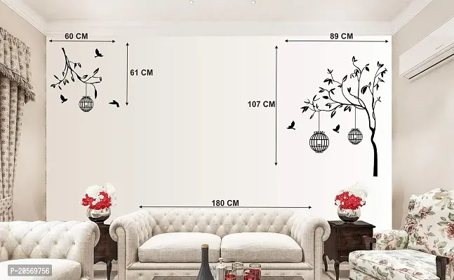 Ghar Kraft Set of 4 Combo Wall Stickers|Baby Panda|Flying Birds  case|Free Bird case Black|Kids Under Tree-thumb4