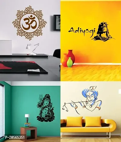 Ghar Kraft Krishna/Adiyogi/Shiv Parvati/om Sticker Wallpaper for Temple/Home/Livingroom/Hall