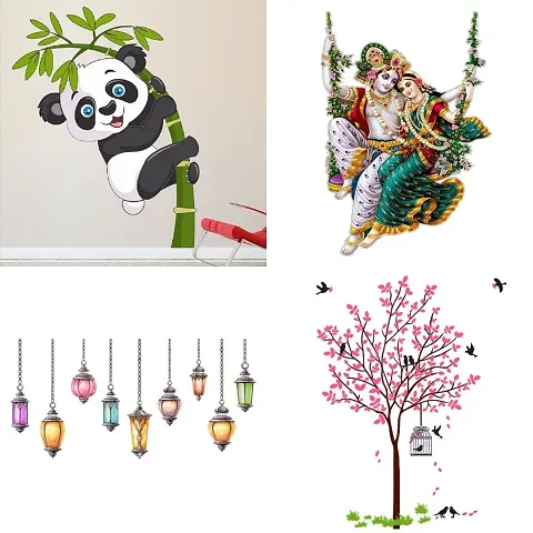 Ghar Kraft Set of 4 Combo Wall Stickers|Baby Panda|