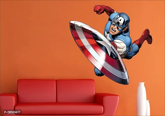 Ghar Kraft Captain America Self Adhesive 3D Super Hero Wall Sticker
