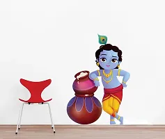 Ghar Kraft Set of 4 Combo Wall Stickers |Dancing Ganesha|Three Red Om|Cute Bal Krishna Makhan Chor|Shivji with Trishul-thumb3