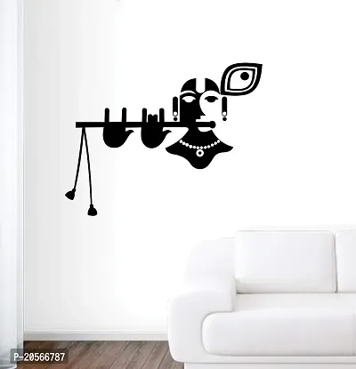 Ghar kraft Vinyl Self Adhesive Krishna Playing Flute Wall Sticker for Living Room, Bedroom