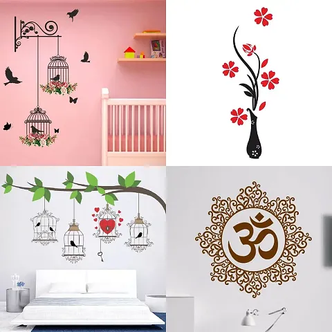 Ghar Kraft Set of 4 Combo Wall Stickers|Branches and Cages|