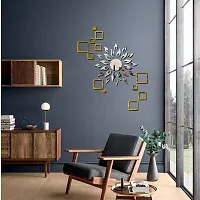 Ghar Kraft?Sun Silver with Square 2 Set Golden Acrylic Mirror Like Wall Sticker|Wall Sticker Decor|3D Wall Stickers for Home Decoration|Wall Sticker 3D for Hall-thumb2