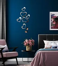 Ghar Kraft Love Heart 2 Set Silver 3D Mirror Acrylic Wall Sticker | Wall Decals for Home, Living Room, Bedroom Decoration-thumb1