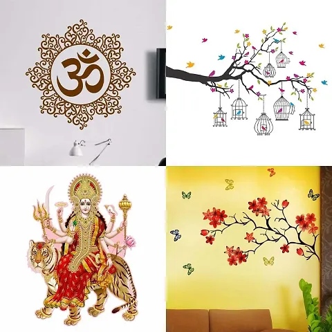 Ghar Kraft Set of 4 Combo Wall Stickers|Designer Om