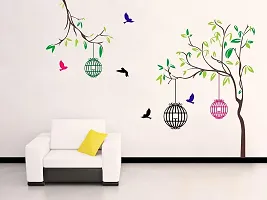 Ghar Kraft Set of 2 Free Bird Case Beach with Sunset Self Adhesive Hall, Living Room, Kids Room Wall Sticker-thumb1