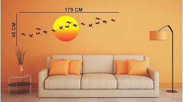 Ghar Kraft Set of 2 Wall Sticker Sunrise with Flying Birds and Sunset Swan Wall Sticker-thumb3