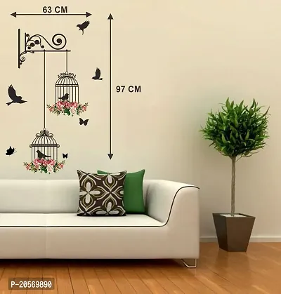 Ghar Kraft Set of 4 Combo Wall Stickers|Branches and Cages|Royal Peacock|Baby Panda|Bird House Branch-thumb2