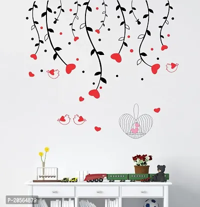 Ghar Kraft Heart Sparrow Tree Wall Sticker