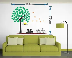 Ghar Kraft Set of 2 Wall Sticker Kids Under The Tree and Love Birds with Hearts Wall Sticker-thumb3