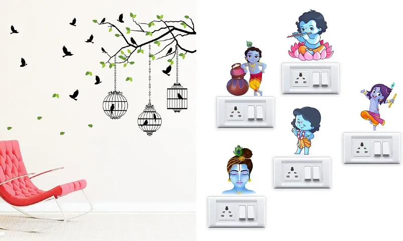 GHAR KRAFT Wall Sticker and Switch Board Stickers for Hall, Living Room, Kids Room