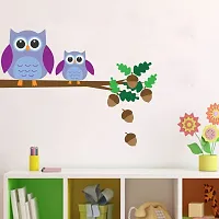 Ghar Kraft Set of 4 Combo Wall Stickers |Different Tree with Flower|Owl Son Branch|Monkey Hanging On Tree|Singer Bird-thumb2