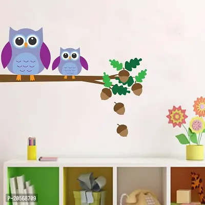 Ghar Kraft Set of 4 Combo Wall Stickers |Different Tree with Flower|Owl Son Branch|Monkey Hanging On Tree|Singer Bird-thumb3