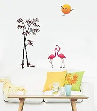 Ghar Kraft Set of 2 Wall Sticker Free Bird Cage Brown and Sunset Swan Wall Sticker-thumb2