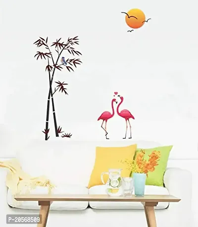 Ghar Kraft Set of 2 Wall Sticker Free Bird Cage Brown and Sunset Swan Wall Sticker-thumb3