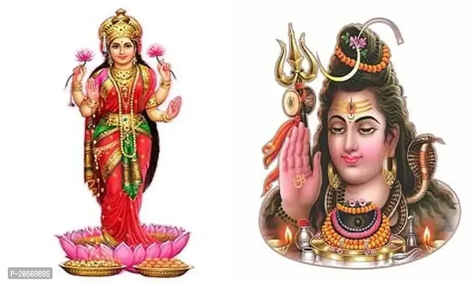 Ghar Kraft Combo Set of 2 Wall Stickers Lakshmi MATA|Shivji