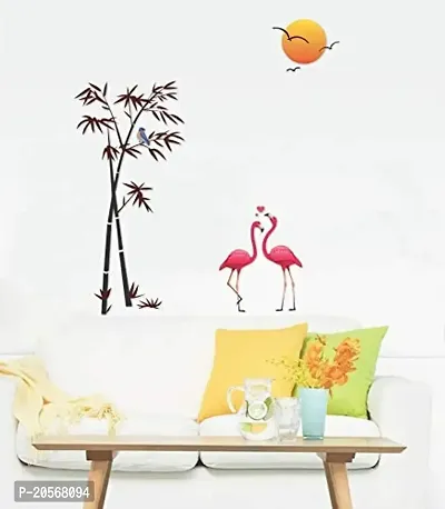 Ghar Kraft Flying Bird with Cage and Sunset Swan Wall Sticker +1 Baby Panda Sticker Wall Decals for Home, Living Room, Bedroom Decoration-thumb3