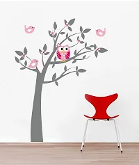 Ghar Kraft Set of 4 Combo Wall Stickers |Owl Family of 3|Owl Tree|Different Tree with Flower|Free Bird Case-thumb2