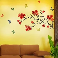 Ghar Kraft Set of 4 Combo Wall Stickers |Owls Cute Famliy|Chinese Flower|Singing Bird with Case|Sunrise-thumb2