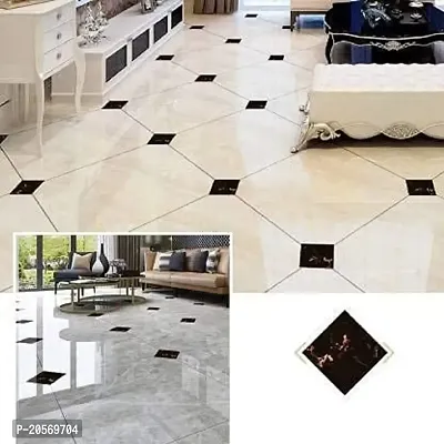 Ghar Kraft Vinyl Waterproof Self Adhesive Floor Sticker Tiles Sticker for Bedroom Living Room Kitchen Hall Puja Room, Home Decor, Set of 20 (Black 01)