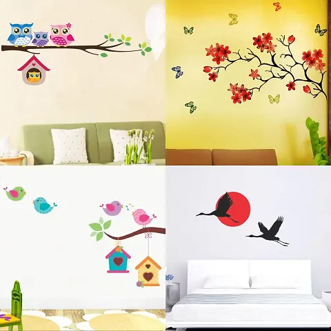 Ghar Kraft Set of 4 Combo Wall Stickers for Wall D?cor