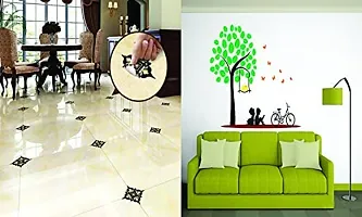 Ghar Kraft Set of 2 Wall Sticker Black with Golden Leaf Floor and Kids Under The Tree Wall Sticker-thumb1